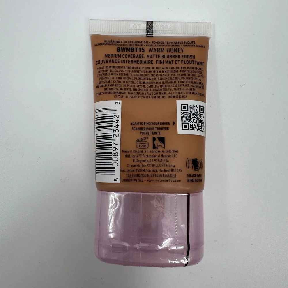 NYX Bare With Me Blur Blurring Tint‎ Foundation 15 Warm Honey 1.01oz BWMBT15